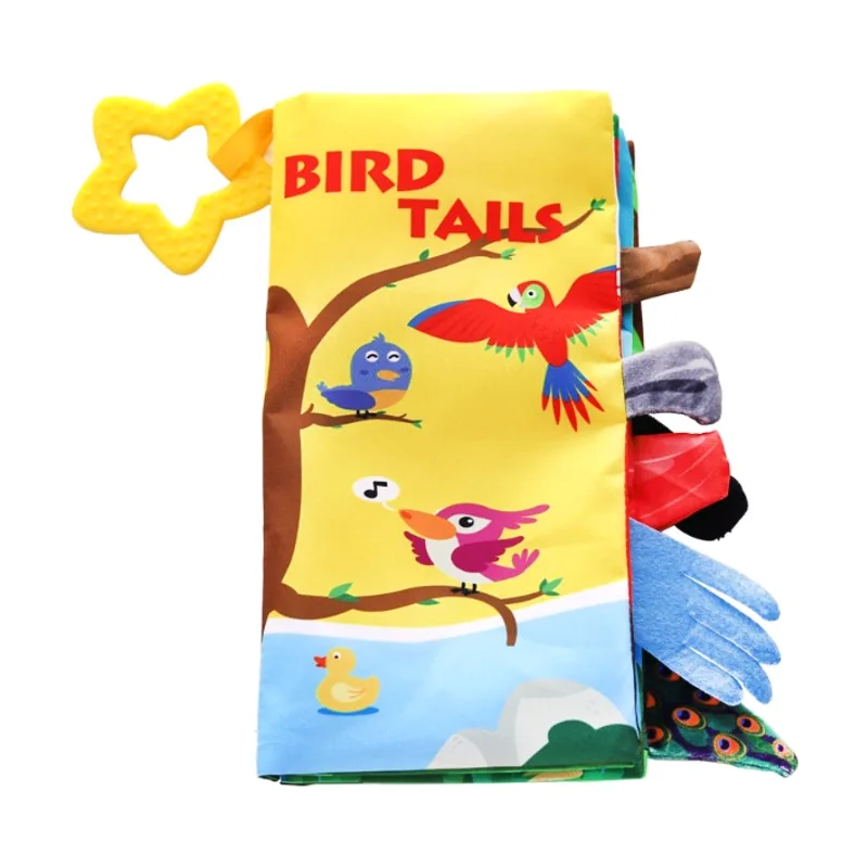 Libro educativo de tela con mordedor Bird tails