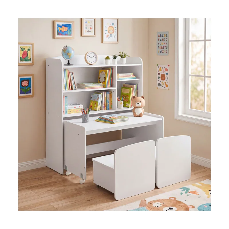 Conjunto Almacenaje Infantil Blanco con Armario Mesa