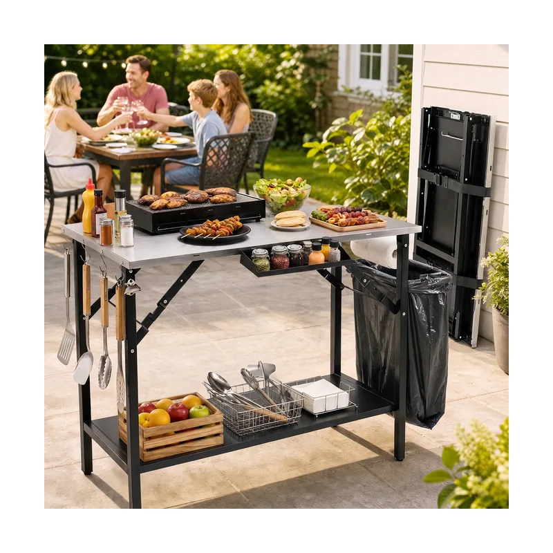 Mesa Plegable de Camping con Un Único Estante Inferior
