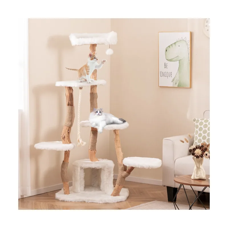 Árbol para Gatos de Madera Sólida de 168 cm Torre de Gato
