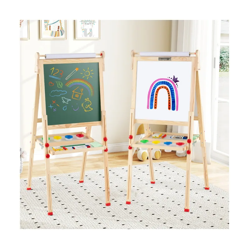 Caballete de Arte para Niños Doble Cara Altura Ajustable Plegable Madera de Pino