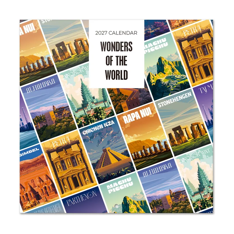 Calendario 2027 Pared Maravillas del Mundo