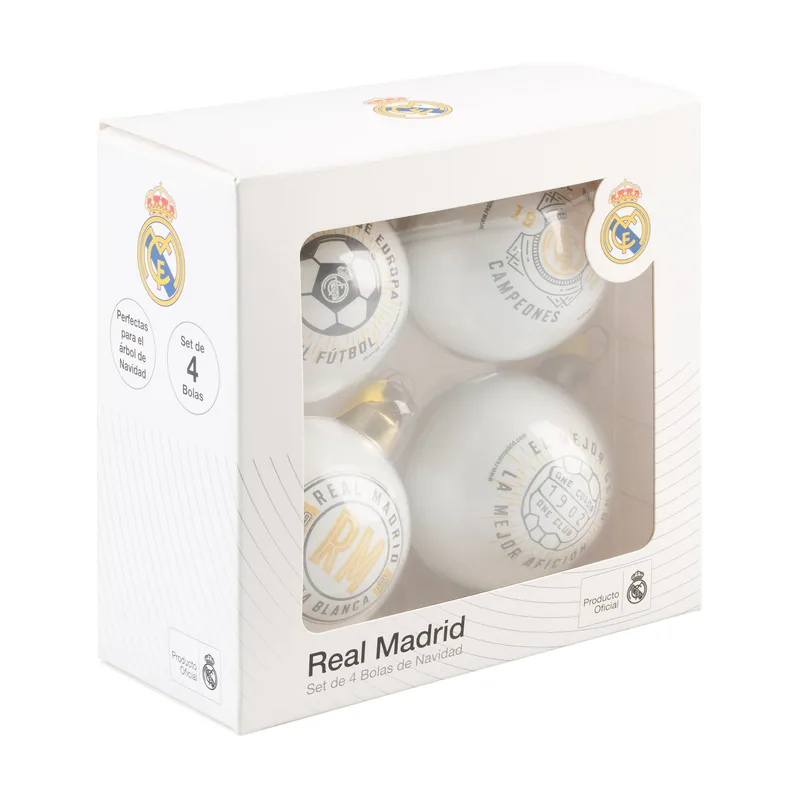 Real Madrid Bolas de Navidad Set de 4