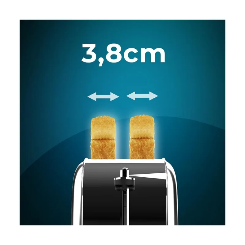 Tostador vertical de acero con doble ranura corta y 850 W de potencia