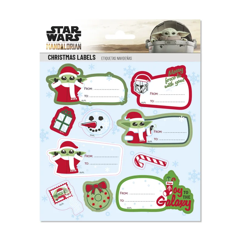 Etiquetas adhesivas navidad premium the mandalorian grogu