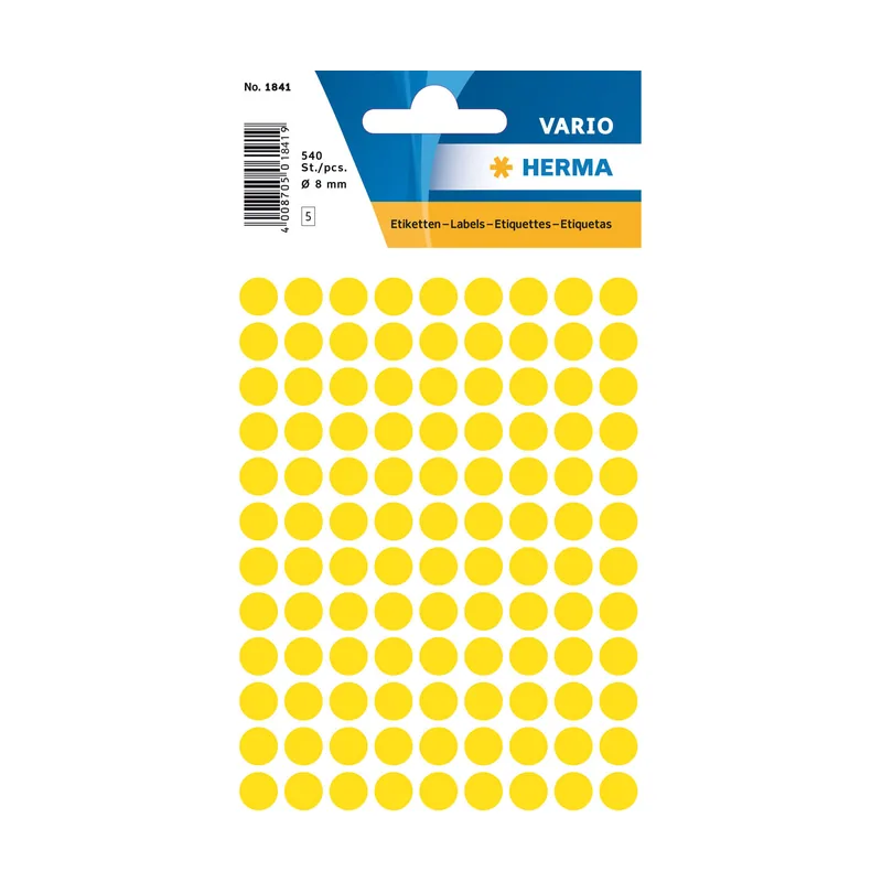1841 etiqueta autoadhesiva Círculo Amarillo 540 piezas