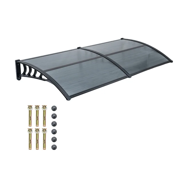 Marquesina Opaca de PC con Bastidor Gris Oscuro Anti UV Resistente a Lluvia