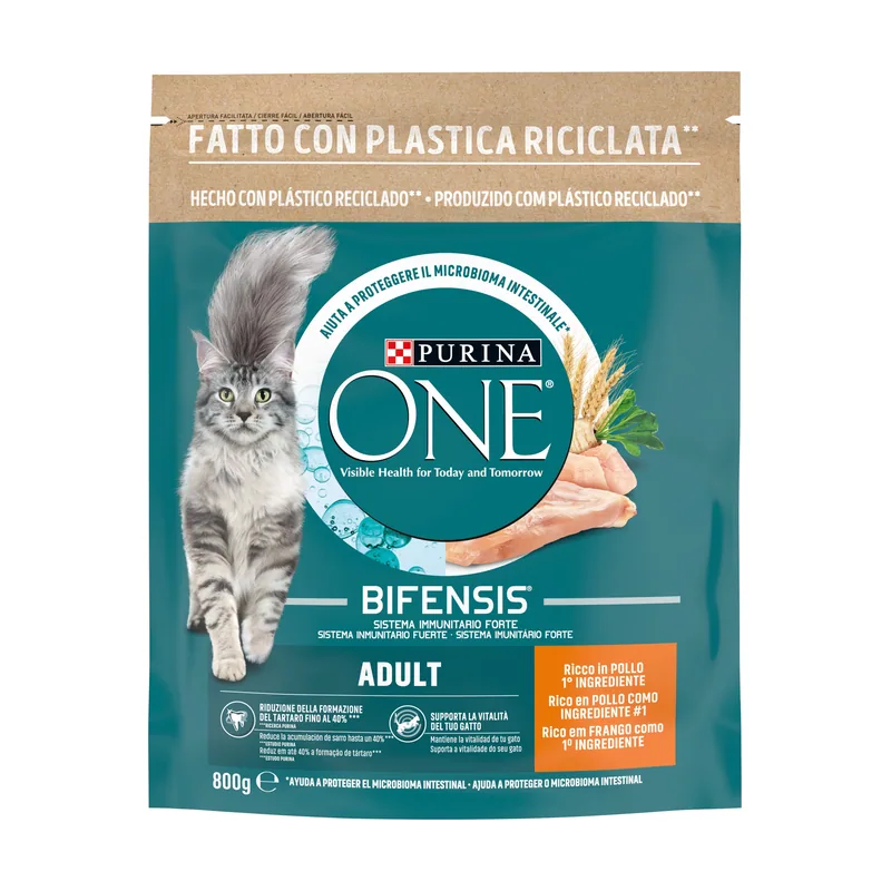 One Pienso Bifensis para Gatos Adultos de Pollo y Cereales Integrales 800 GR