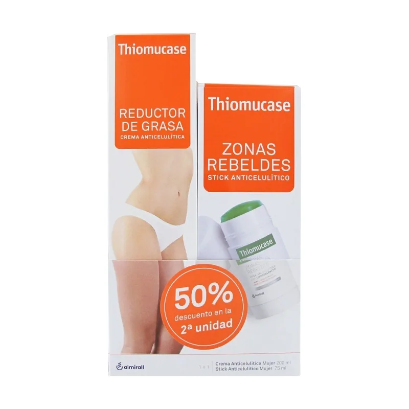 Thiomucase Reductor de Grasa Crema 200ml + Stick Anticelulítico Zonas Rebeldes 75ml