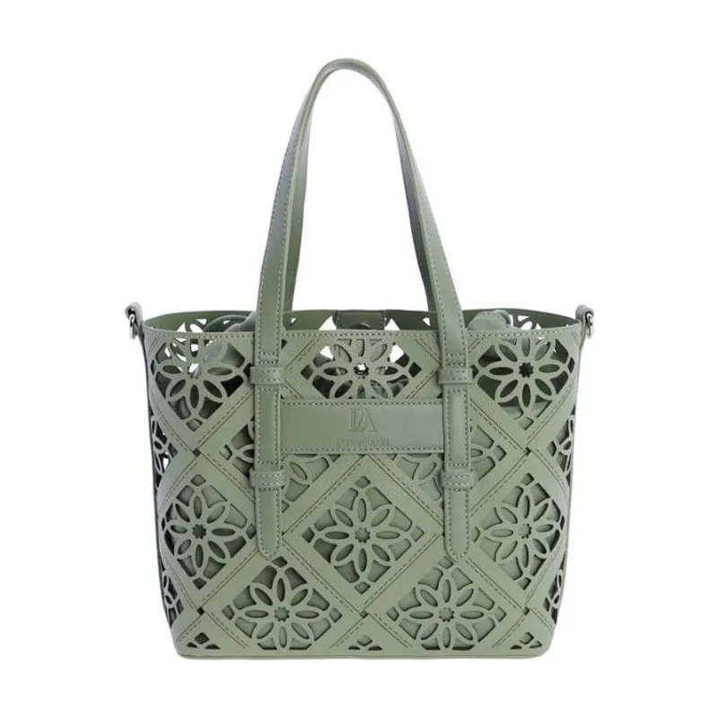 Bolso de Hombro Tote Calado Verde