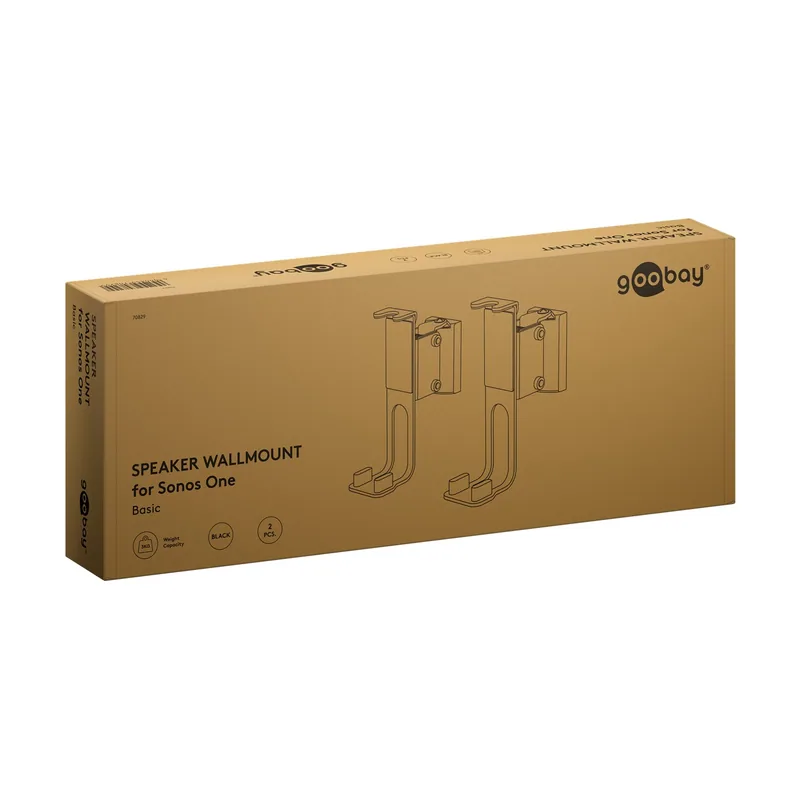 Soporte de pared para altavoz one sound flex 2 piezas Negro