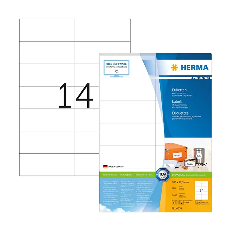 Etiqueta Premium 4674 105 x 42,3 mm Blanco 1.400 St./pack.
