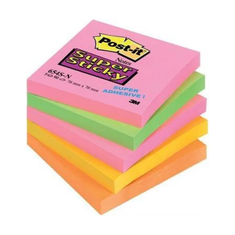 Blocs notas super sticky 90 hojas 4 colores neón lugares boost 76x76 5 blocs