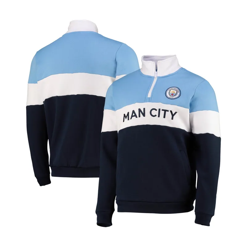 Camiseta con cremallera del Manchester City Quarter para hombre - Sky/Azul marino