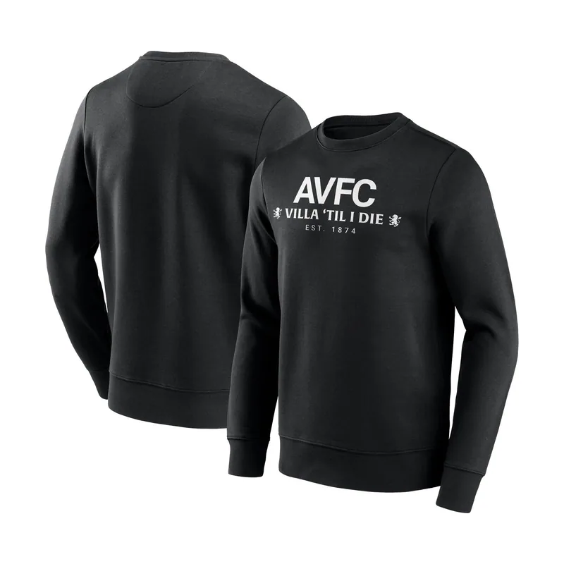 Sudadera con cuello redondo con gráfico End Credits de Aston Villa para hombre - Negro