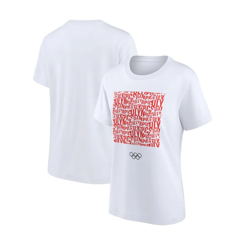 Camiseta Typography Pattern del The Olympic Collection para mujer - Blanco