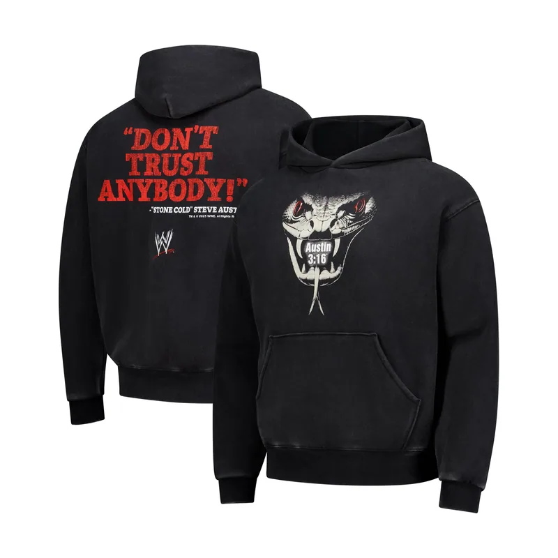 Sudadera negra con capucha "Stone Cold" Steve Austin "No confíes en nadie" para hombre