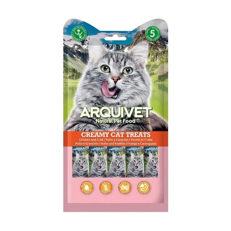 Snack Líquido de Pollo y Cangrejo para Gatos 5x14 gr