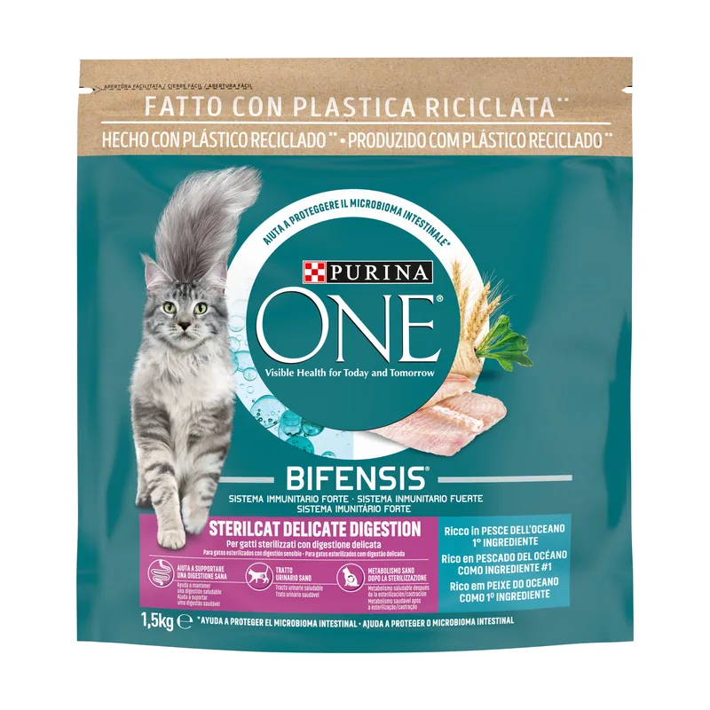 One Pienso Delicate de Pescado para Gatos Esterilizados 1,5 kg