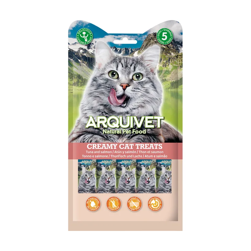 Snack Líquido de Atún y Salmón para Gatos 5x14 gr