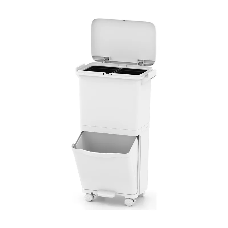 Papelera de 36L Cubo de Basura con 2 Cubos Blanco
