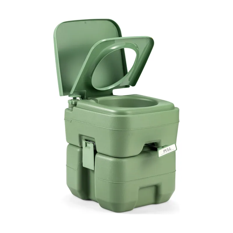 Inodoro Portátil Váter con Depósito de Residuos de 20 L Asiento Cómodo para Viaje 43 cm Verde