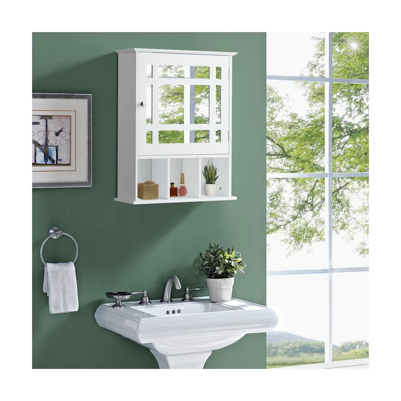 Armario de Baño con Espejo de Pared Mueble de Baño Organizador