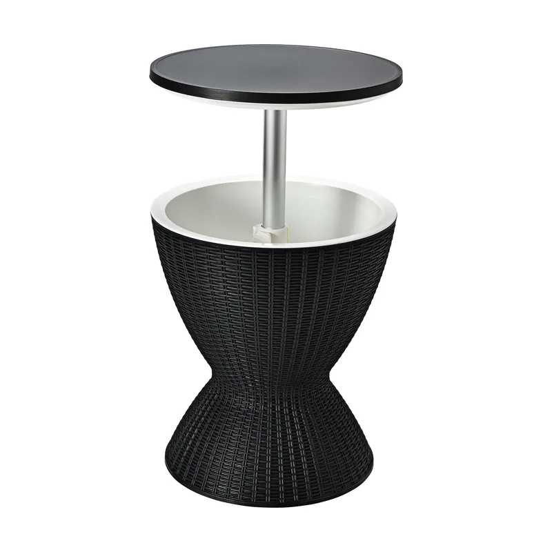 Hielera 30 L para Patio Mesa Baja de Bar 57,5 cm Negro