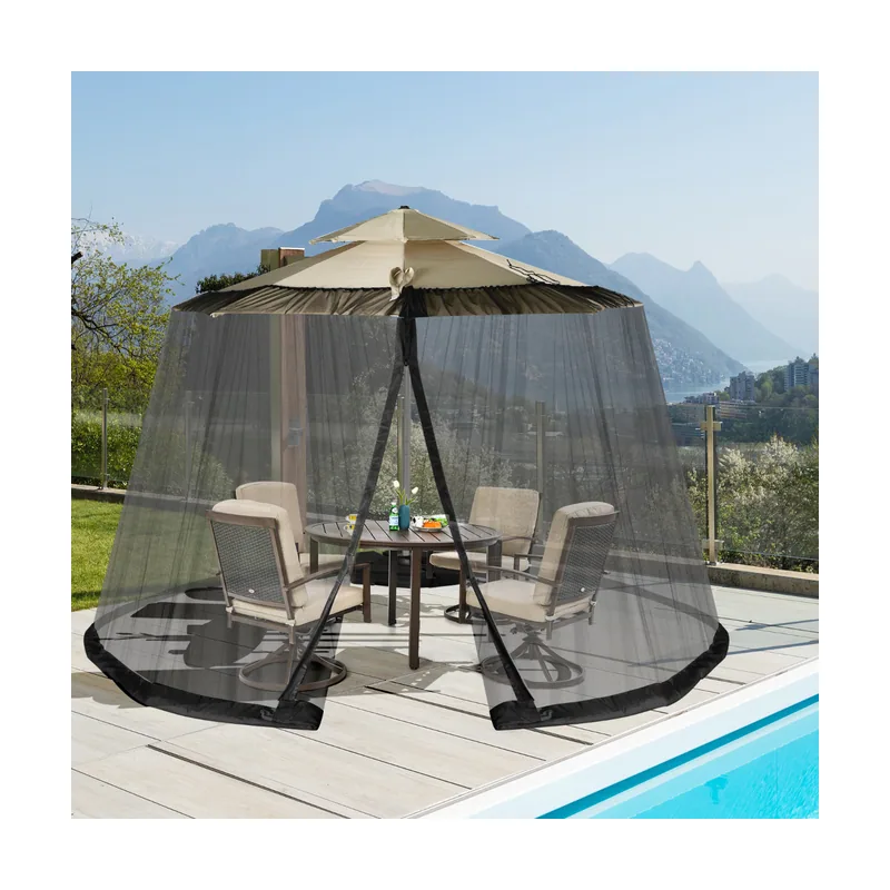 Mosquitera para Sombrilla de Patio con 2 Puertas Doble Bisagra Red Ajustable