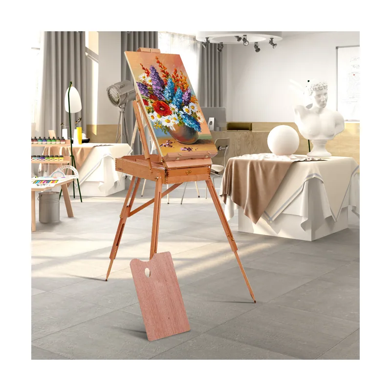 Caballete Madera Haya Plegable y Portátil Alto Ajustable