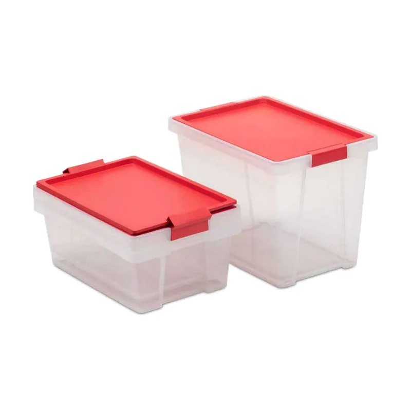 Caja De Almacenamiento Multiusos 2x7l 1x15l 3 uds Transparente/Rojo