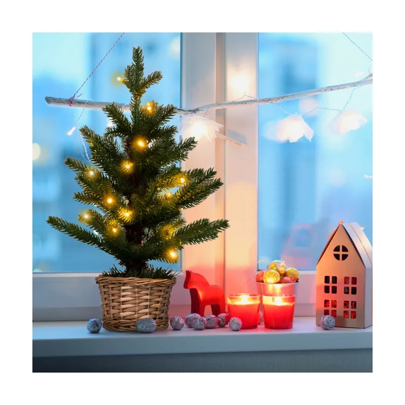 53cm Árbol de Navidad en Maceta de Madera con 96 Ramas 20 Luces