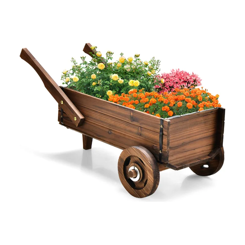 Carretilla Jardín de Madera de Flores Carrito de Maceta