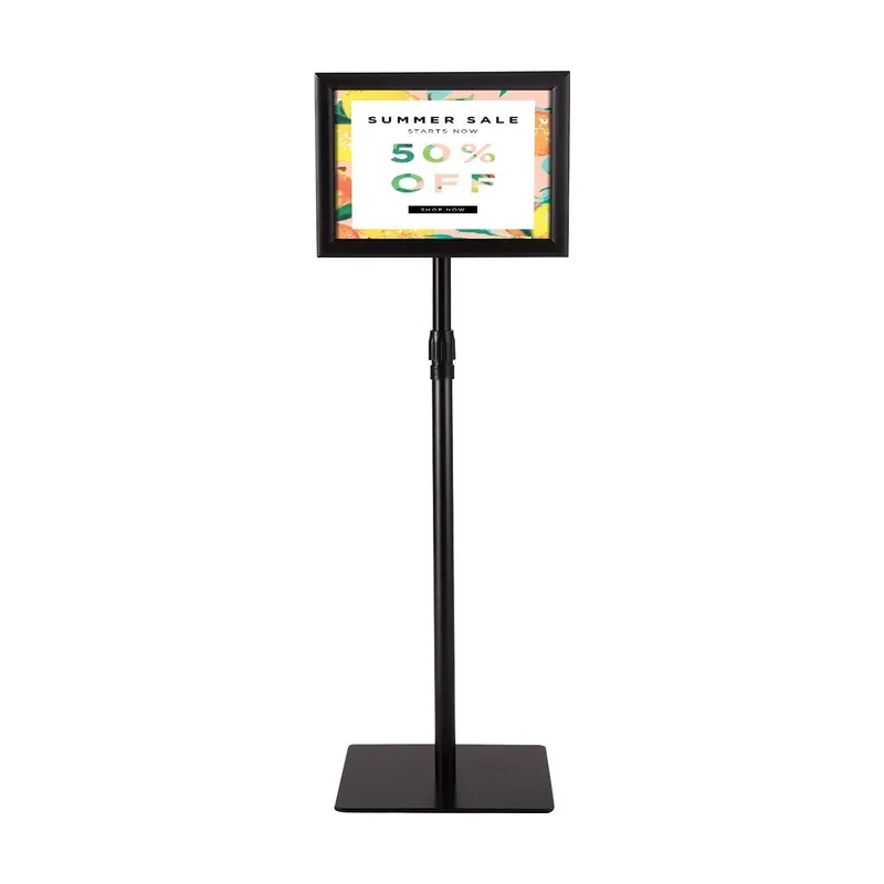 A4 Soporte de metal ajustable Soporte de exhibición de piso autoportante y ajustable 73.5-118cm