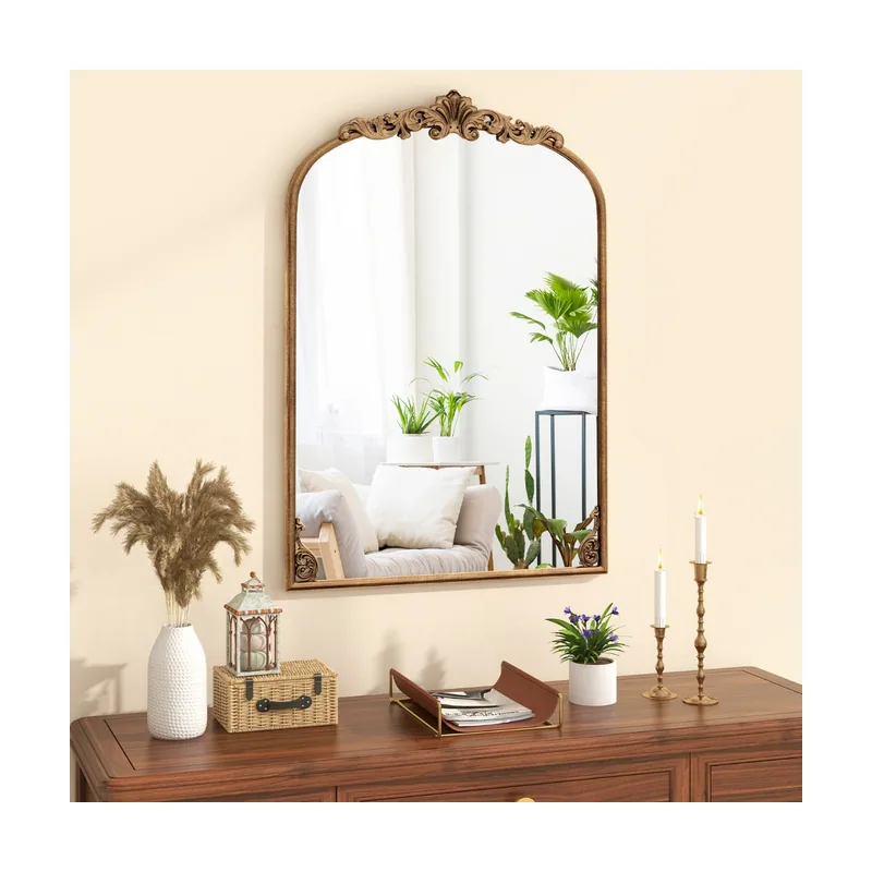 Espejo Arqueado para Pared 66 cm Dorado