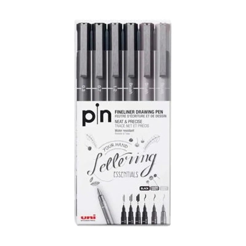 Rotulador permanente PIN-200 S Negro Gris Multicolor 6 Piezas