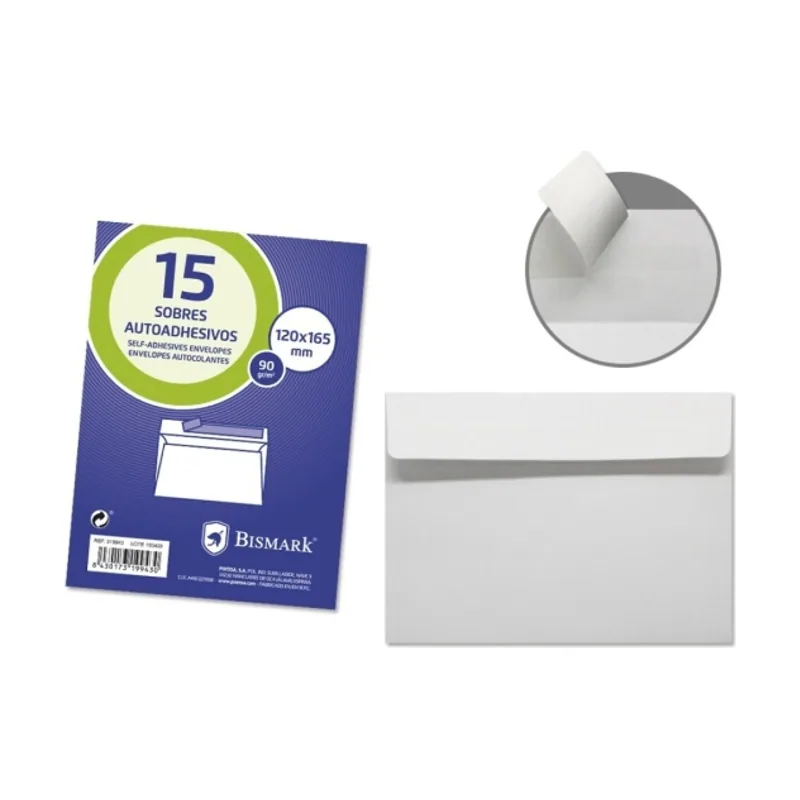 Pack de 15 sobres comercial papel 90grs