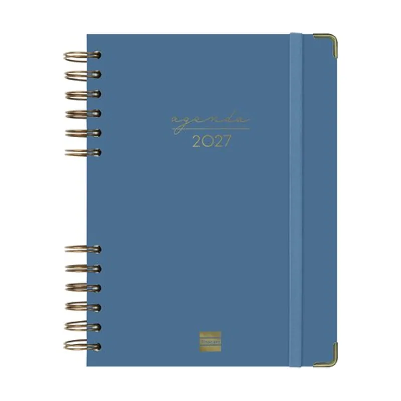 Agenda anual 2027 espiral trendy alma wire-o tapa dura con goma e10 155x212 dp Azul