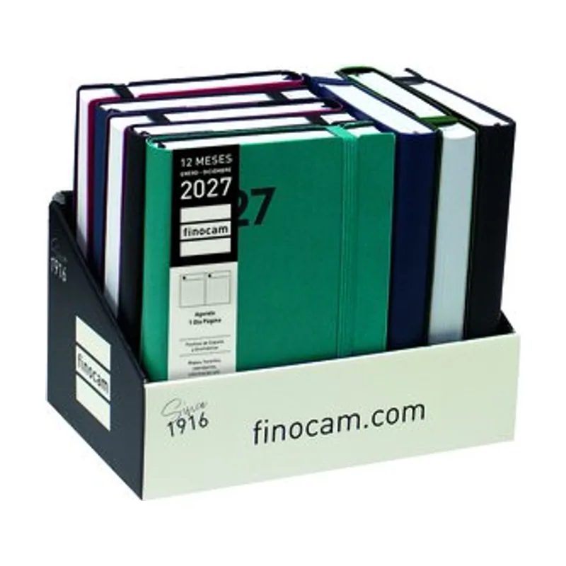 Agenda anual 2027 dynamic mara cosida tapa flexible con goma y4 120x170 d/p surtido expositor de 8