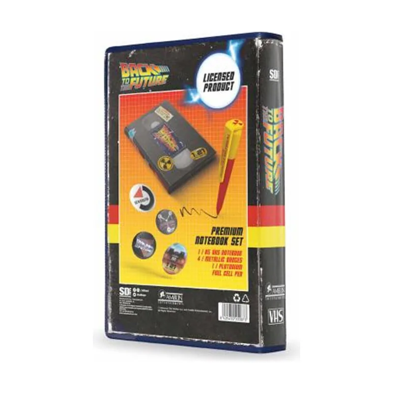 Set Papeleria Vhs Regreso Al Futuro Libreta Chapas y Boligrafo