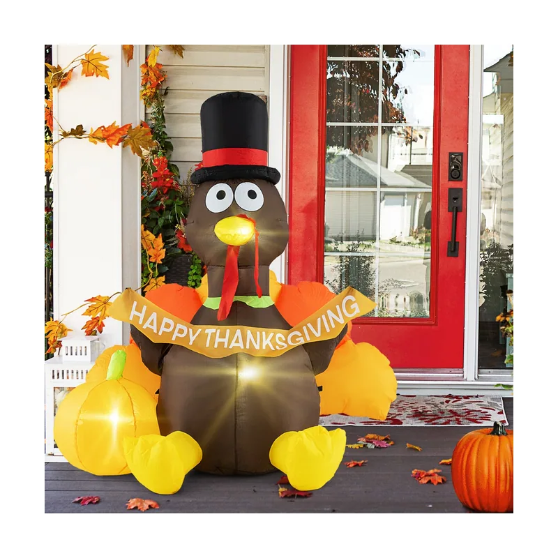 150 cm Pavo con Calabaza Inflable para Acción de Gracias con Luces