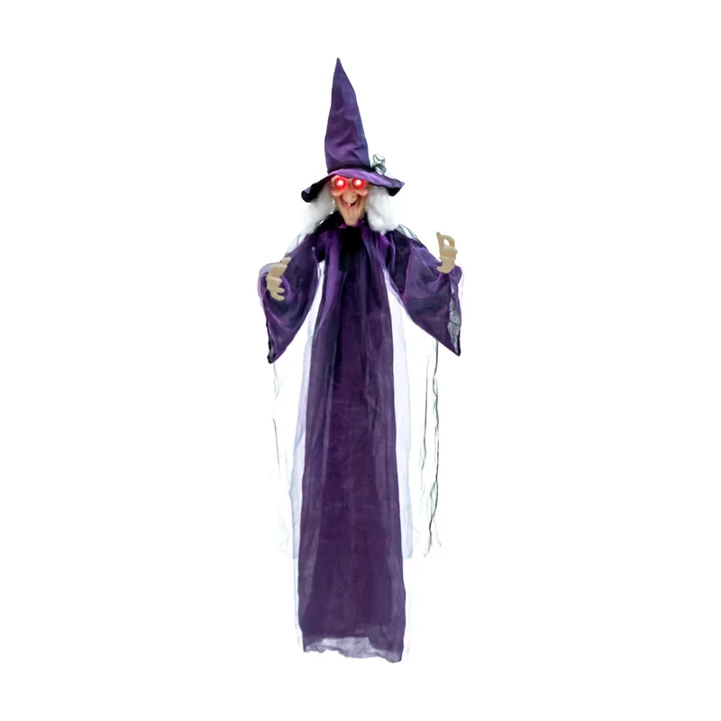 Altura 180 cm Decoración de Bruja Colgante Luz Integrada Voz Simulada Fácil de Colgar Resistente