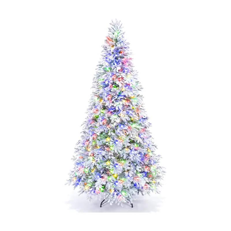 Altura 210 cm Árbol de Abeto Automático Ramas Densas Hojas PE Flocadas 270 Luces