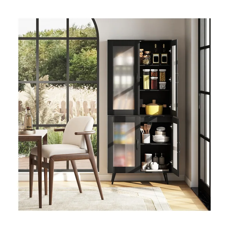 Armario Despensa de Cocina con 4 Puertas Estante Ajustable