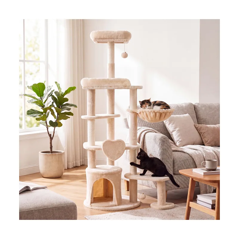 Árbol para Gatos con Postes de Sisal Dos Casitas Plataformas Forma de Corazón