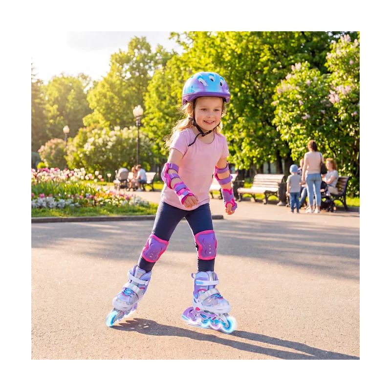 Patines en Línea Niños Niñas 4 Tallas Ajustables Ruedas Luminosas PU 82A ABEC-7