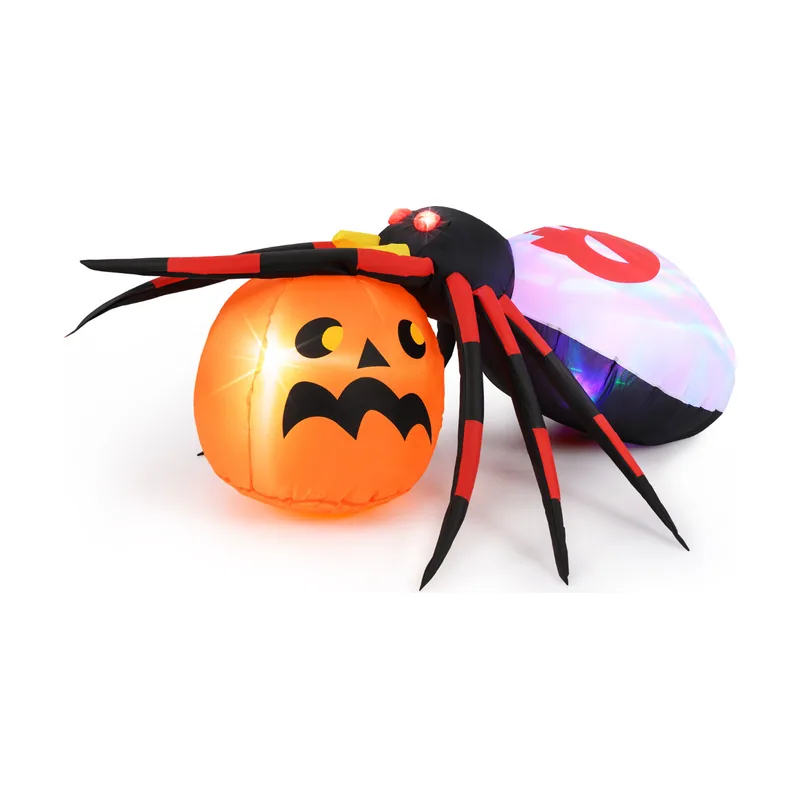 150x140cm Araña Inflable con Calabaza Decoración de Halloween Iluminada