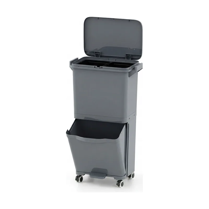 Papelera de 36L Cubo de Basura con 2 Cubos Gris