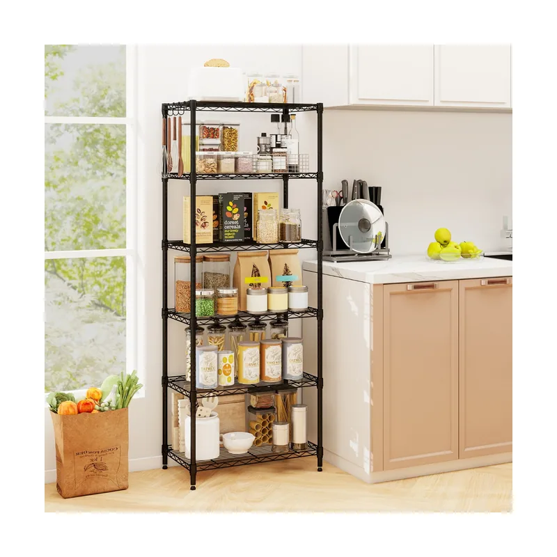 Estantería Metálica 6 Niveles Ajustable con Rejilla de Alambre Organizador con Capacidad
