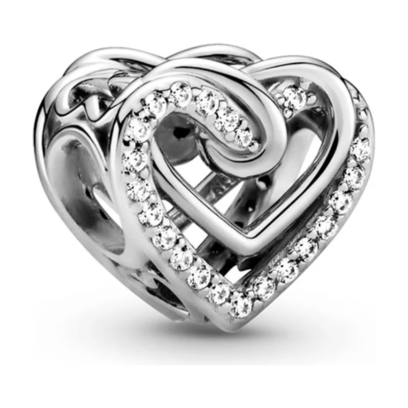 San Valentín Charm en plata de ley Corazones Brillantes Entrelazados 799270C01